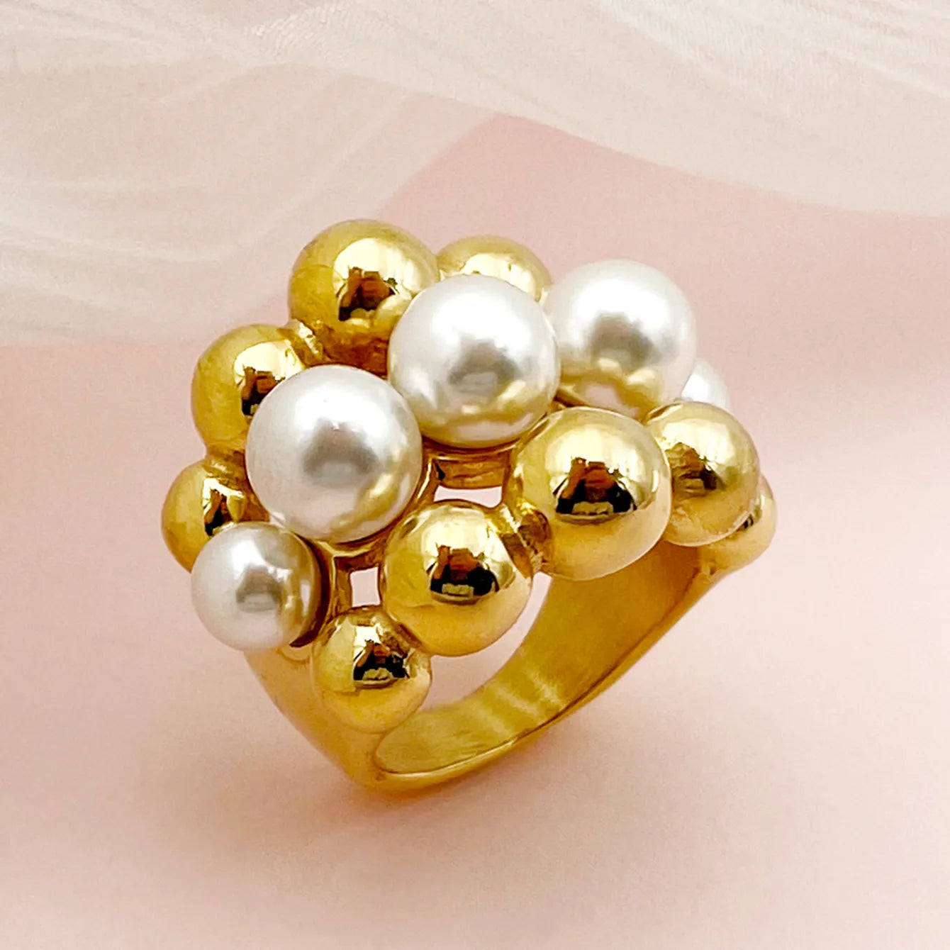 Cleo Pearl Stainless Steel Ring