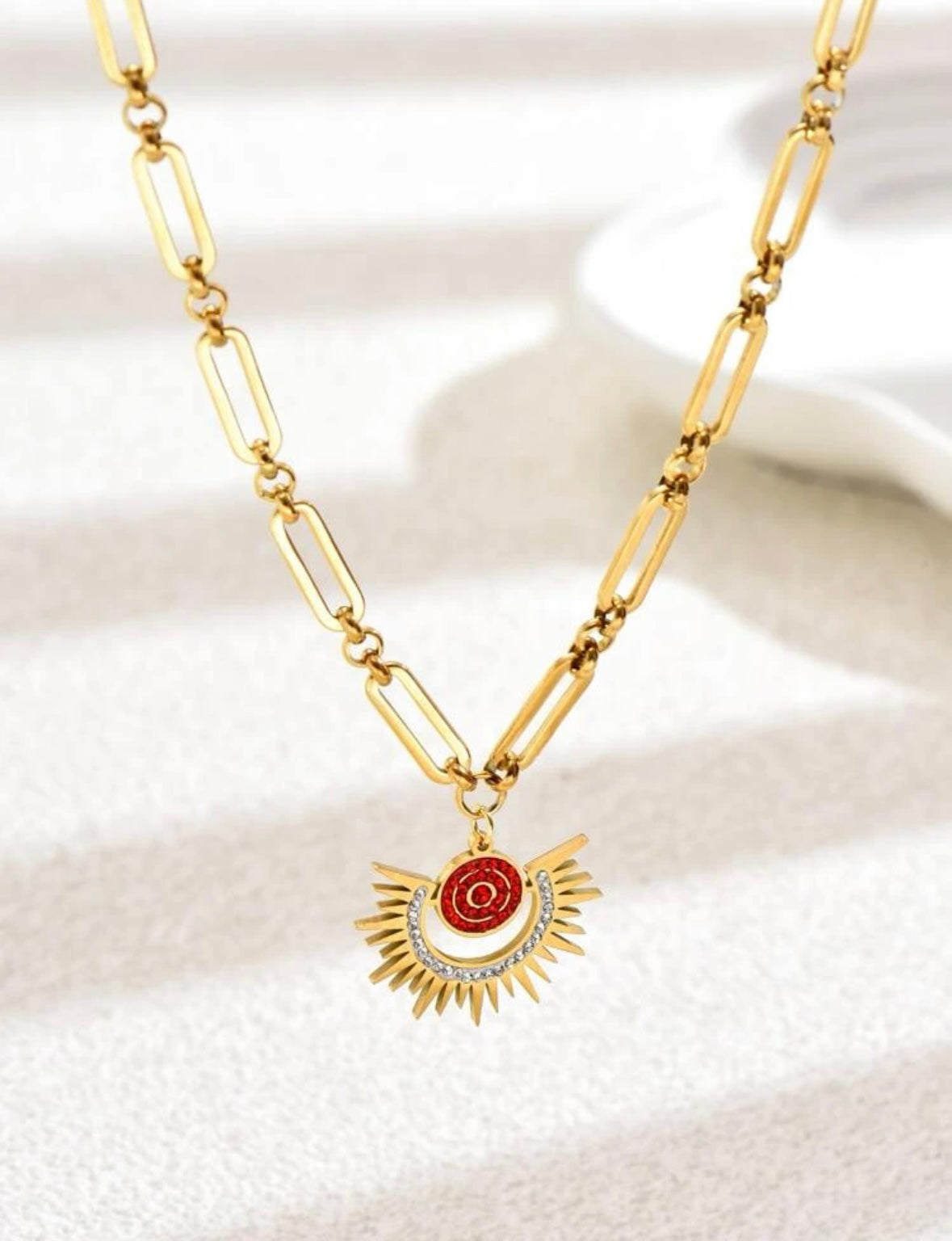 Red Sunshine Stainless Steel Necklace