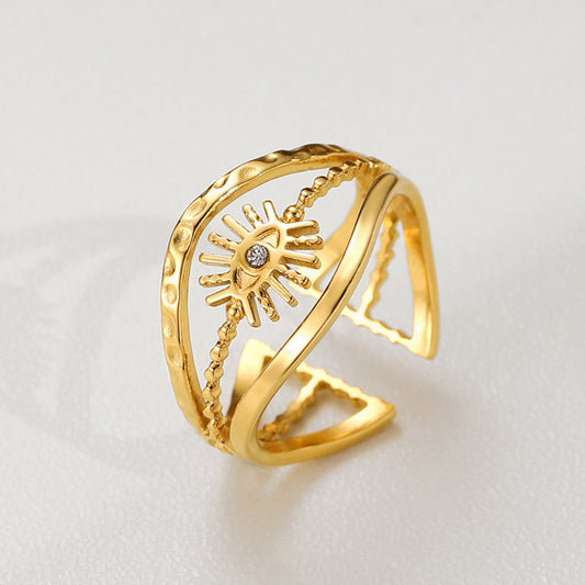 Gold Eyelashes Titanium Steel Ring