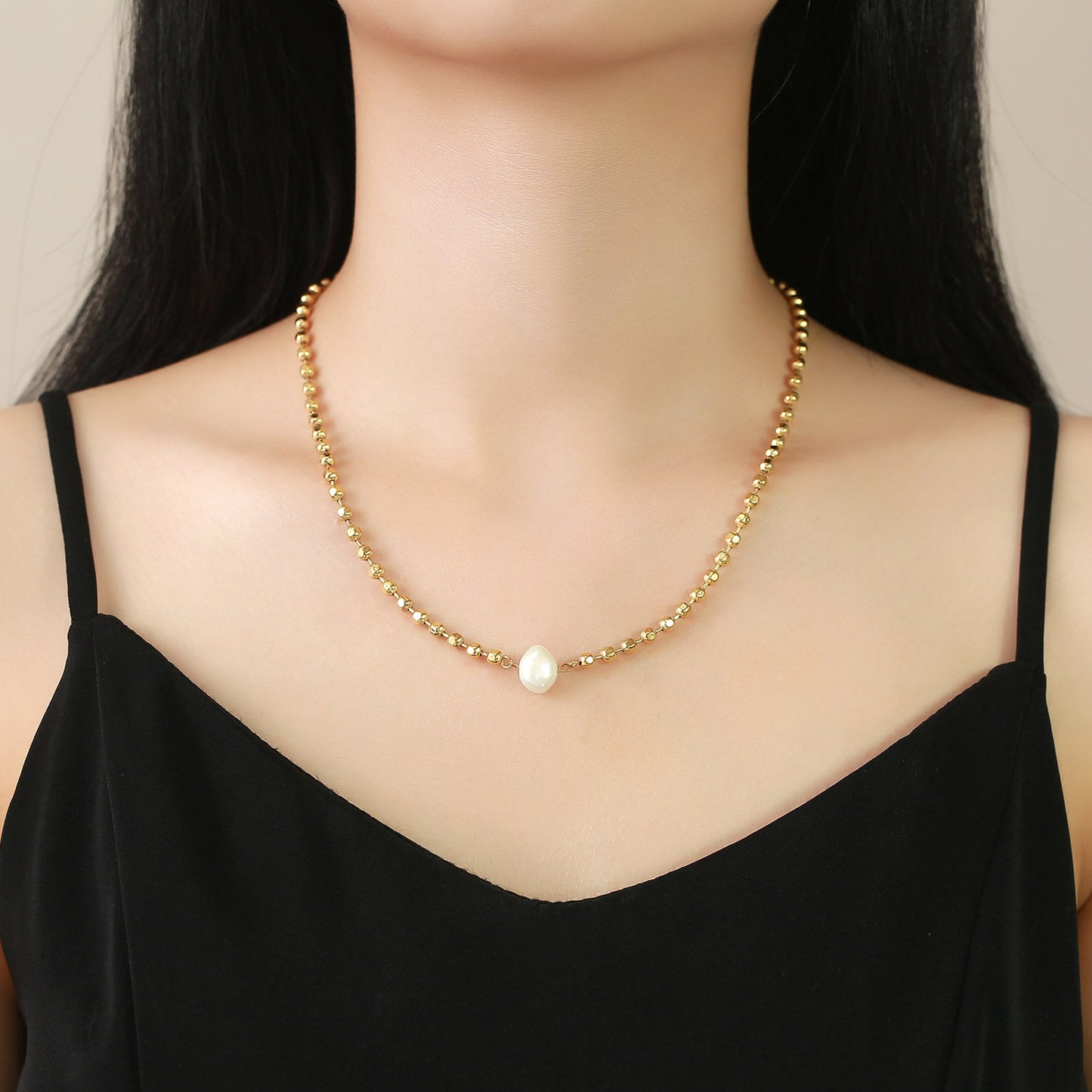 Onesie Pearl Stainless Steel Necklace