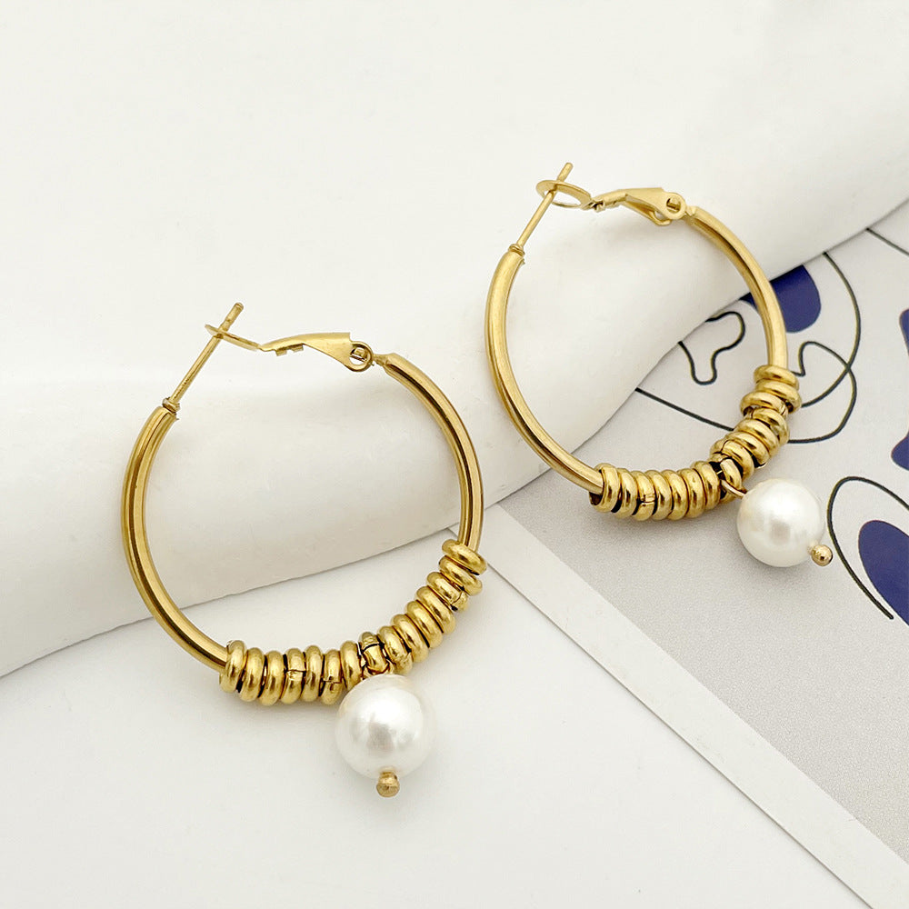 Gold Hoops Stainless Steel Earrings